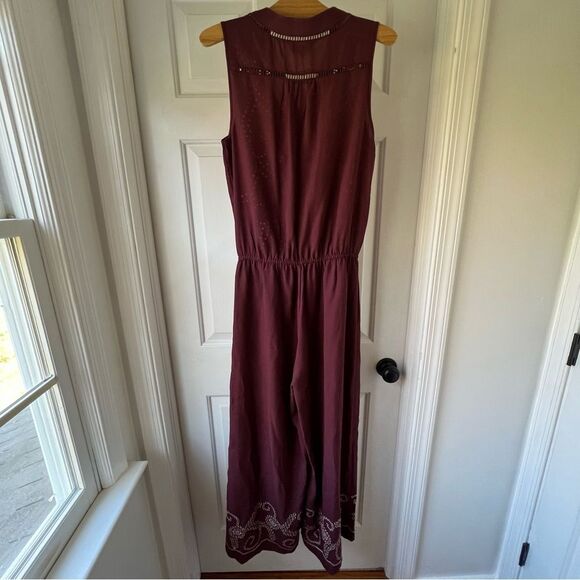 NWT Anthropologie Ranna Gill Teresa Wine Embroidered Jumpsuit Small - Picture 4 of 5